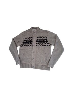 Groggy Sweater jacket Wool Zip up knit lined jacket gray black men’s size Large